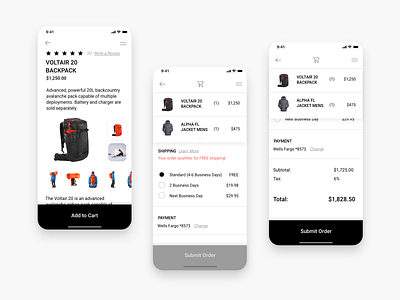 Shop + Quick Checkout design mobile ui ux