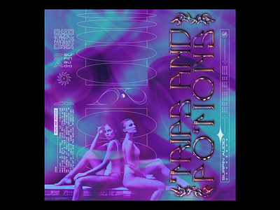 TRIPS AND POTIONS | ICE | acid design album art album cover design chrome text chrome type futurewave maximalism retrowave shortdads typography typography design