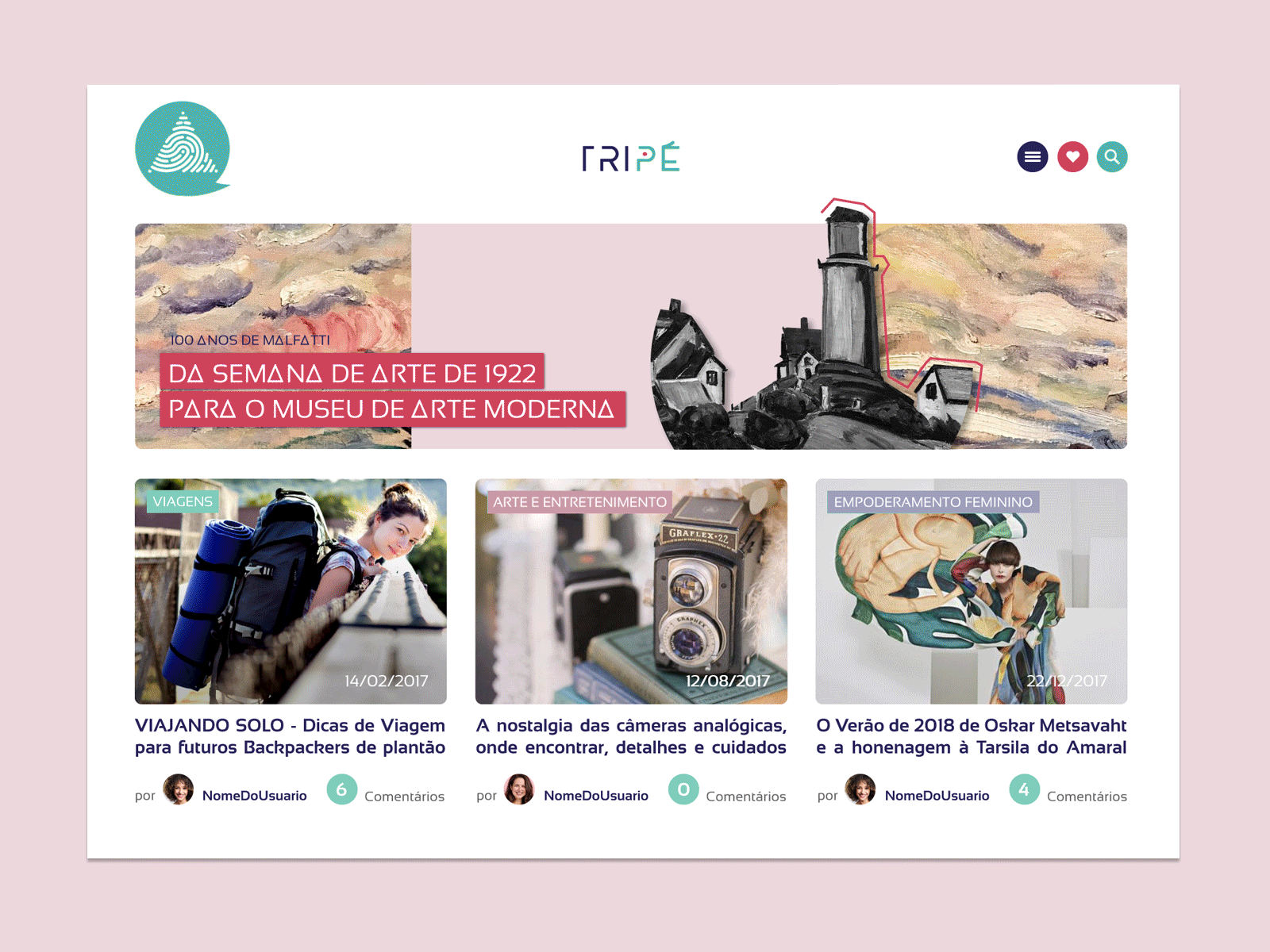 Tripé Project . Blog Visual Design . HOMEPAGE scroll blog design graphicdesign vector visual design web