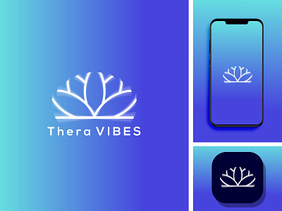 Thera VIBES app design icon logo minimal