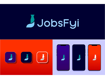 JobsFyi app branding design flat graphic design icon illustrator initial logo j logo job job logo logo minimal typography