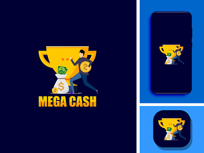 MEGA CASH app branding cash logo design flat graphic design icon illustrator logo minimal typography