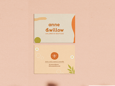 Anne & Willow Business Cards baby brand branding business cards cards children design illustration landing page logo minimal thank you card typography ui ux vector