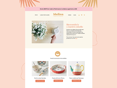 Melina Pottery Studio branding ceramics design graphic design illustration landing page logo minimal pottery typography ux vector