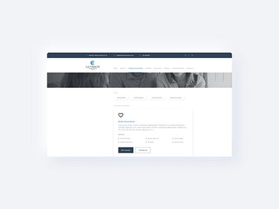 Ultimate Insurance - Website UI alignment business company formal insurance insurance company navy blue product