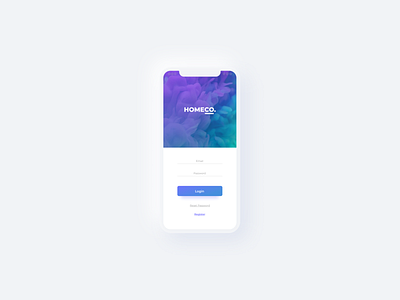 Homeco - Mobile app UI app blue gradient marketplace mobile app mobile design mobile ui overlay purple