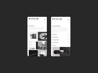 Hangar Mobile Version UI black content creative margin minimalist red white