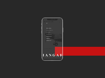 Hangar Mobile Version UI black content creative list margin menu minimalist red white