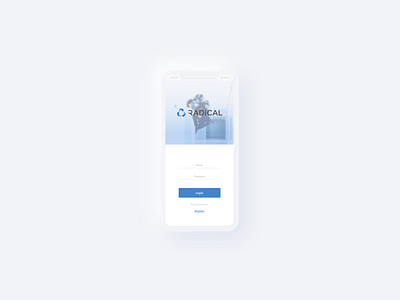 Radical - Mobile app UI blue button introduce login login design login form login page