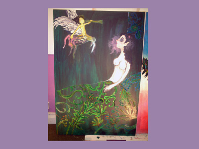 Oil on Canvas canvas mermaid oil painting