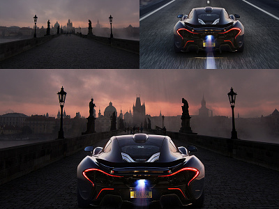 Compositing In PS blending car city compositing mclaren photoshop post production. composition realistic