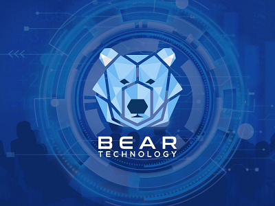 BEAR TECHNOLOGY app design bear logo cybersecurity geometric design polarbear security logo tech logo technology