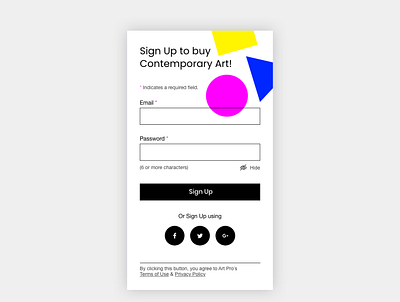 Daily UI 001. Sign Up adobexd mobile design mobile ui ui ui design ux web