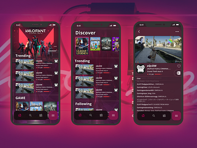 Game Streaming App app design entertaiment game mobile streaming ui ux vivid red
