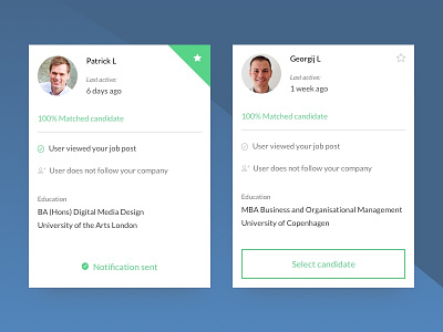 Candidate card applicant application candidate candidate card job job card ui user interface ux