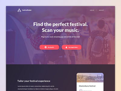 Festival landing page