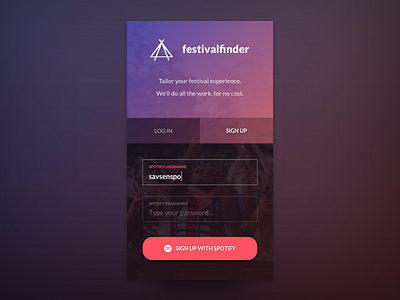 festivalfinder - Mobile sign up