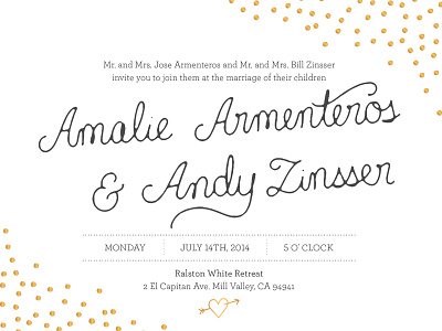Amalie & Andy wedding gold hand lettering lettering wedding invite