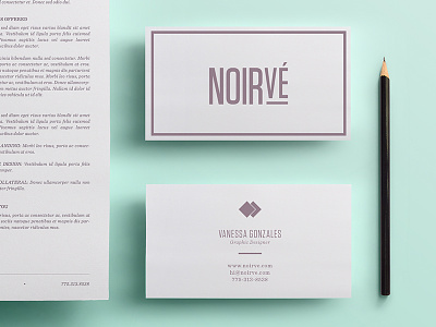 Noirve Collateral brand business cards layout logo print