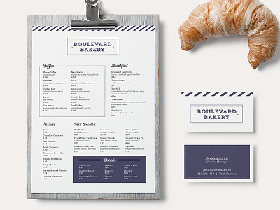 Boulevard Bakery bakery business cards food menu print