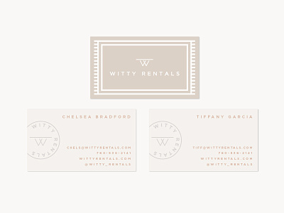 Witty Rentals branding business cards typography