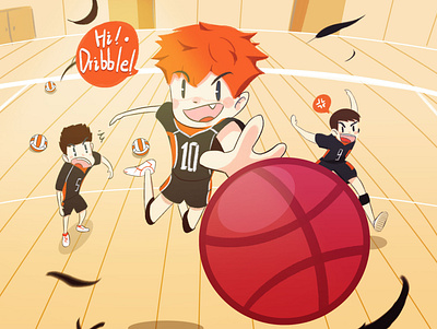 Small Giant illustraion volleyball