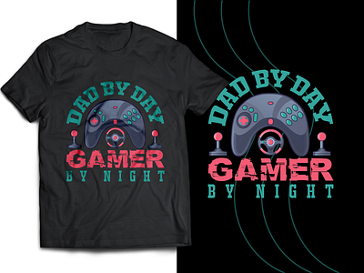 DAD BY DAY, GAMER BY NIGHT. T-shirt design branding dad dad t shirt design minimalist tshirt tshirt design