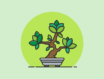 Bonsai art bonsai creative design flat flat design graphic design illustration illustrator minimal plant tree vector