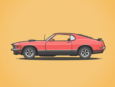 Mustang Mach-1 art design flat ford graphic design illustration minimal motorart mustang vector