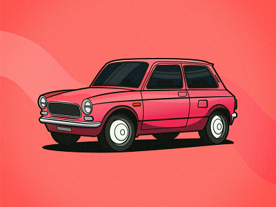 Fiat art carart design flat graphic design illustration minimal vector vehicle vintage