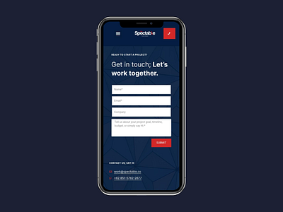 Spectable Website Mobile Web Contact Page Design
