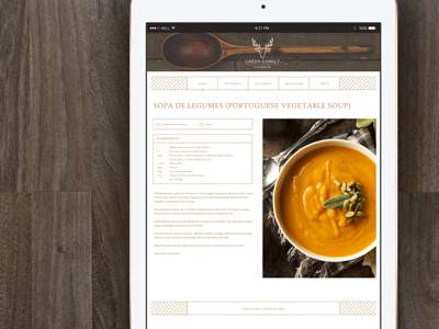 Green Family Cookbook - Recipe Page design branding design graphic web