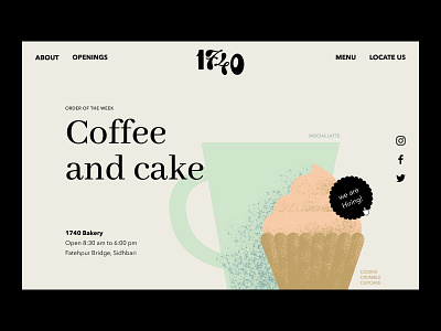 1740 Bakery Homepage bakery branding cafe clean coffee illustration landing page logo logotype minimal ui