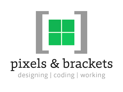 Logo for pixelsandbrackets.com blog branding logo pixels brackets