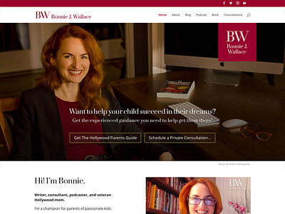 Website for Bonnie J. Wallace acting author branding logo podcast website