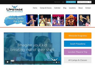 Website for UpstageSchools.com branding kids logo school theater theatre