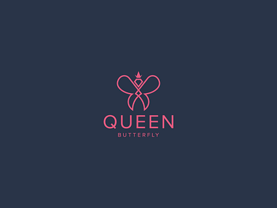 Queen Butterfly Minimal logo design
