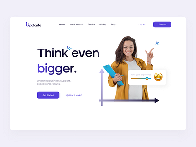 Landing Page Design: UpScale agency business clean company design hero design home page landing page landing page hero minimal popular popular design purple rating startup ui web design