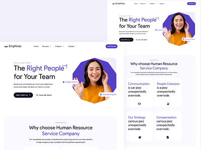Landing Page: Emphires HR Web Design clean hire hiring hr human resources job platform landing page minimal purple recruitment web web design