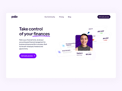 Landing Page: Pallo clean finance fintech home page landing page saas ui web design website