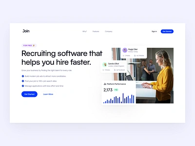 Landing Page: Join careers employment hire hiring home page hr job landing landing page recruit recruitment ui web web design website