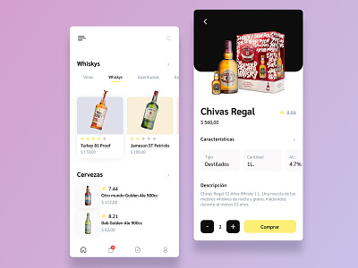 Liquor, Beer & Wine beer app ecommerce mobile ui ux uxui whisky whisky app wine app