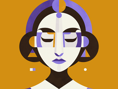 Portrait character face flat geometric girl illustration minimal paint people portrait poster shapes vector woman