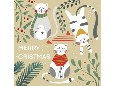 Christmas and cats cat cats christmas design holidays illustration new year typography xmas xmas card