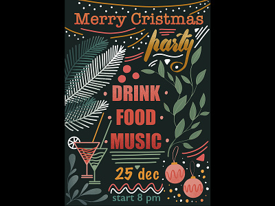 Christmas party poster christmas design holidays illustration new year poster typography xmas xmas card