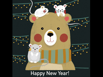 New Year card bear christmas design holidays illustration new year poster typography xmas xmas card