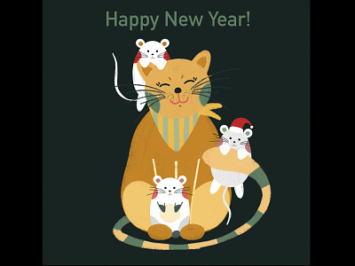New Year card cat cats christmas design holidays illustration new year typography xmas xmas card