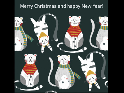 Merry Christmas cat cats christmas design holidays illustration new year typography xmas xmas card