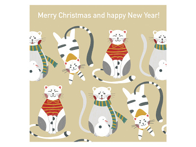 Merry Christmas cat cats christmas design holidays illustration new year typography xmas xmas card