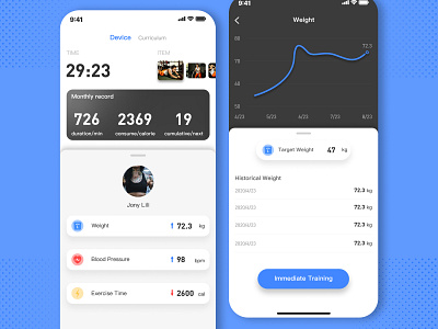 Fitness record application branding logo ui ux